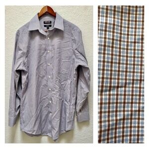 Kirkland‎ Signature Men's Tailored Fit Non Iron Dress Shirt L 16 32/33 Plaid